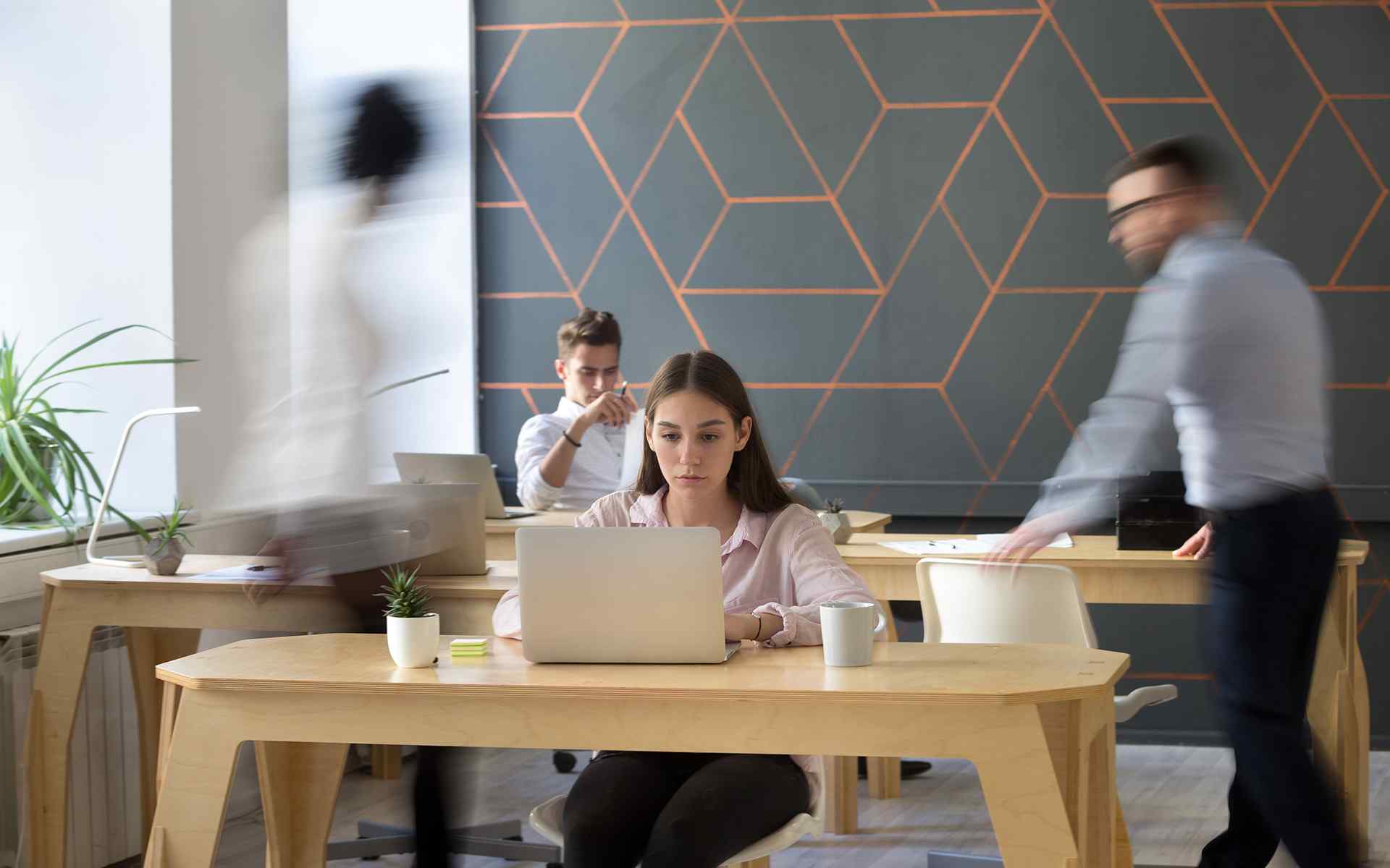 Woman working on tablet
